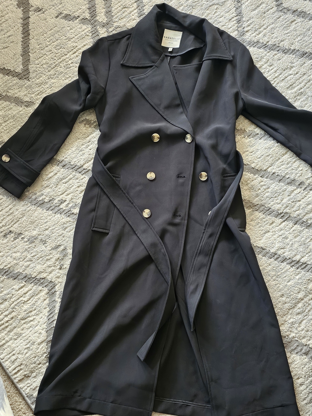 Basler Black Double-Breasted Trench Coat